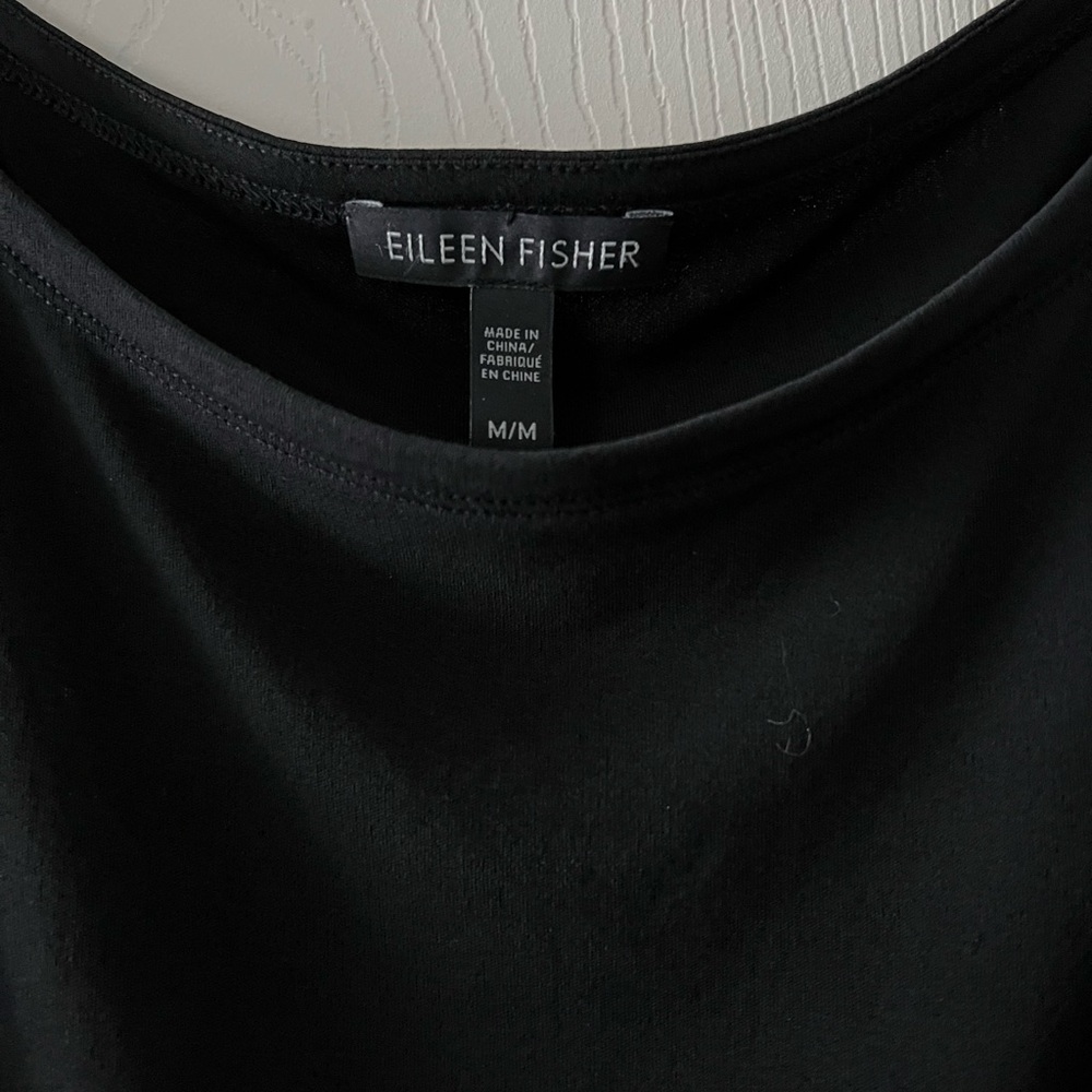EUC — Eileen Fisher 100% Silk Sleeveless Black Layered Bateau Neck Tunic - Picture 3 of 10